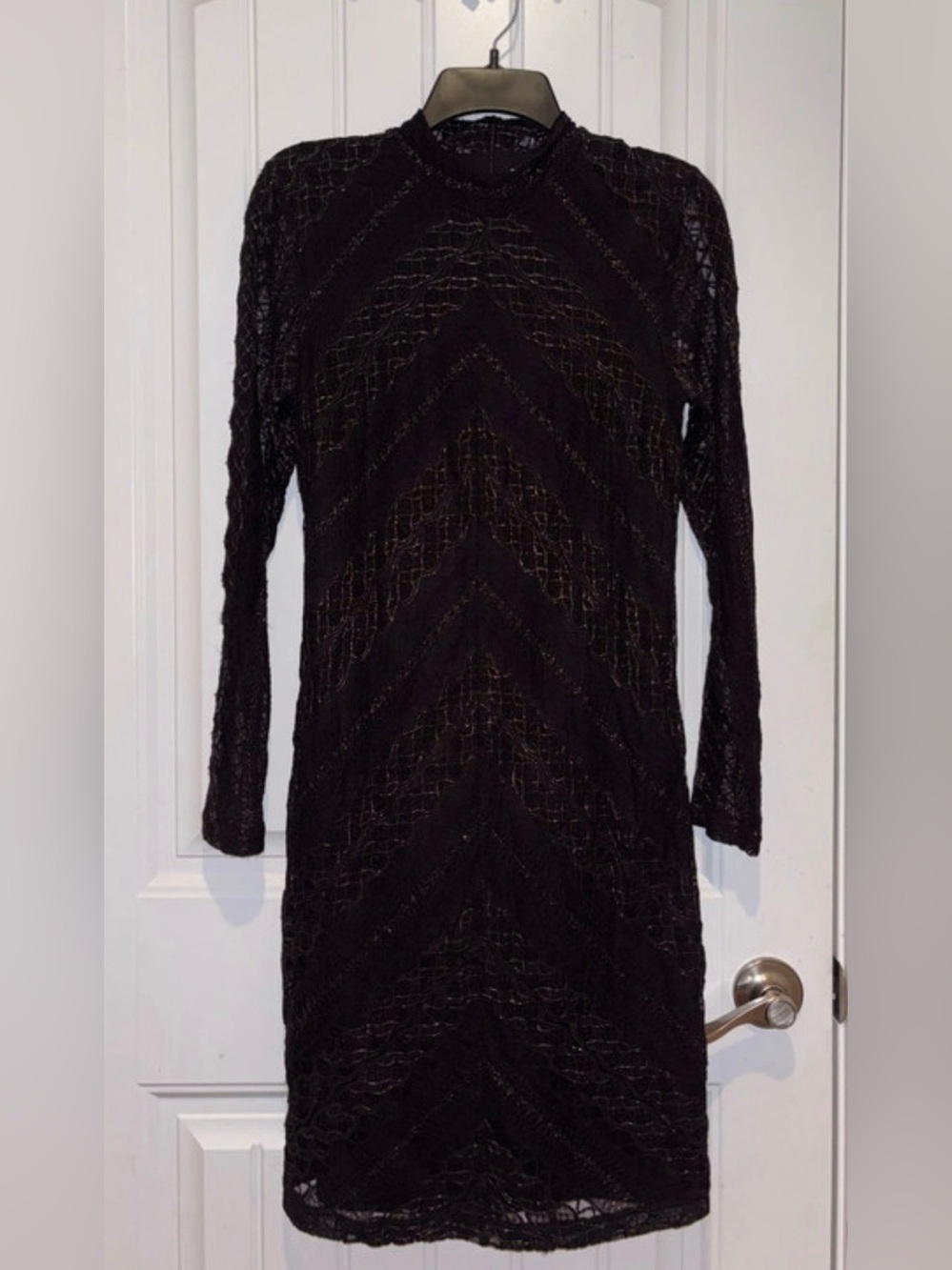 Cato Black Long-Sleeve Lace Sheath Dress